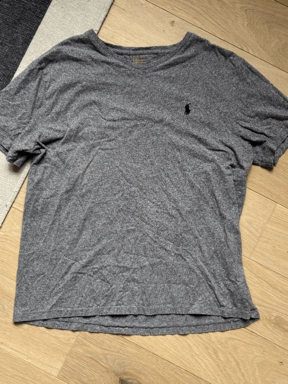 Polo Ralph Lauren T Shirt Mens Size L Heather Gray V Neck Pony Logo Classic Fit